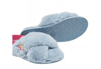 Girls Faux Fur Cross Strap Slippers Soft Blue