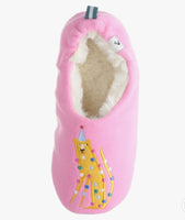 Girls Party Leopard Slippers Pink Felt Slippet