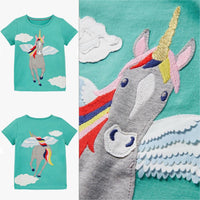 Girls Unicorn T-Shirt Front and Back Tshirt Top Age 3 - 12 Years