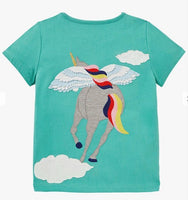 Girls Unicorn T-Shirt Front and Back Tshirt Top Age 3 - 12 Years