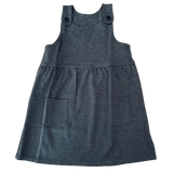 Girls Grey Pinafore School Dress Uniform Pocket Pinny Age 3 - 8 Years