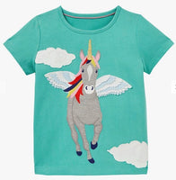 Girls Unicorn T-Shirt Front and Back Tshirt Top Age 3 - 12 Years