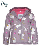 Boys Girls Colour Changing Raincoat Dinosaurs Dogs Cats Pirates Unicorns Jacket Coat Age 2-8 Yrs