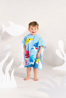 Boys Girls Baby Shark Blue Hooded Beach Bath Towel Wrap Poncho