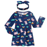 Girls Peppa Pig 2 Piece Dress & Headband Long Sleeve Cotton