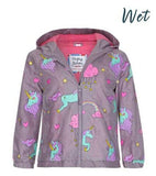 Boys Girls Colour Changing Raincoat Dinosaurs Dogs Cats Pirates Unicorns Jacket Coat Age 2-8 Yrs