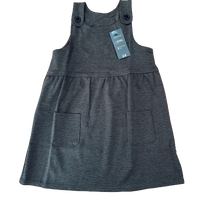 Girls Grey Pinafore School Dress Uniform Pocket Pinny Age 3 - 8 Years