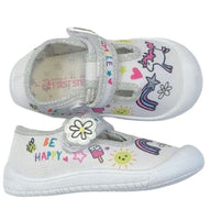 Girls Unicorn Pumps Glitter Be Happy Shoes Smile Baby Infants UK Size 4-9