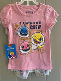 Girls Baby Shark 3 PIECE SET - YOU GET 2 x T-Shirts & 1 x Cycle Shorts