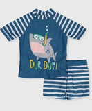 Boys 2 Piece Swim Set Shark Googly Eyes Swimming Rash Top Shorts Sun