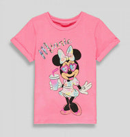 Girls Disney Minnie Mouse T-Shirt Bright Pink Summer Top