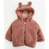 Baby Girls Pink Teddy Bear Ears Hooded Fleece Jacket Coat Age 3-12 Months