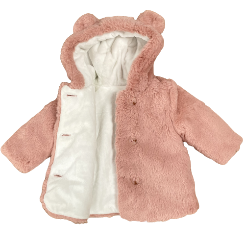 Girls pink 2025 teddy bear coat