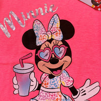 Girls Disney Minnie Mouse T-Shirt Bright Pink Summer Top