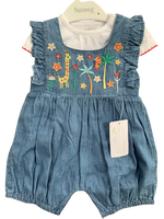 Baby Girls 2 Piece Denim Zoo Playsuit Romper Top Jean Dungarees Shorts Summer