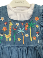 Baby Girls 2 Piece Denim Zoo Playsuit Romper Top Jean Dungarees Shorts Summer