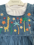 Baby Girls 2 Piece Denim Zoo Playsuit Romper Top Jean Dungarees Shorts Summer