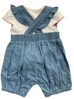 Baby Girls 2 Piece Denim Zoo Playsuit Romper Top Jean Dungarees Shorts Summer