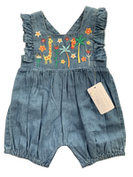 Baby Girls 2 Piece Denim Zoo Playsuit Romper Top Jean Dungarees Shorts Summer