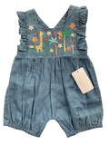 Baby Girls 2 Piece Denim Zoo Playsuit Romper Top Jean Dungarees Shorts Summer