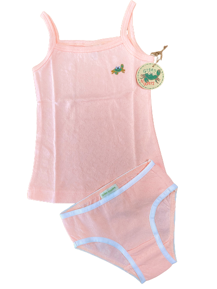 Girls Organic Cotton Vest & Knickers Briefs Set Green Nippers Baby