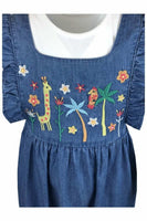 Baby Girls 2 Piece Denim Zoo Playsuit Romper Top Jean Dungarees Shorts Summer