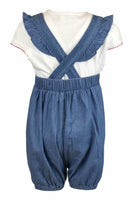 Baby Girls 2 Piece Denim Zoo Playsuit Romper Top Jean Dungarees Shorts Summer