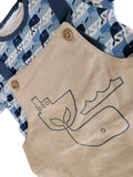 Baby Boys Whale Dungaree Outfit Organic Cotton Summer Romper & Bodysuit Set