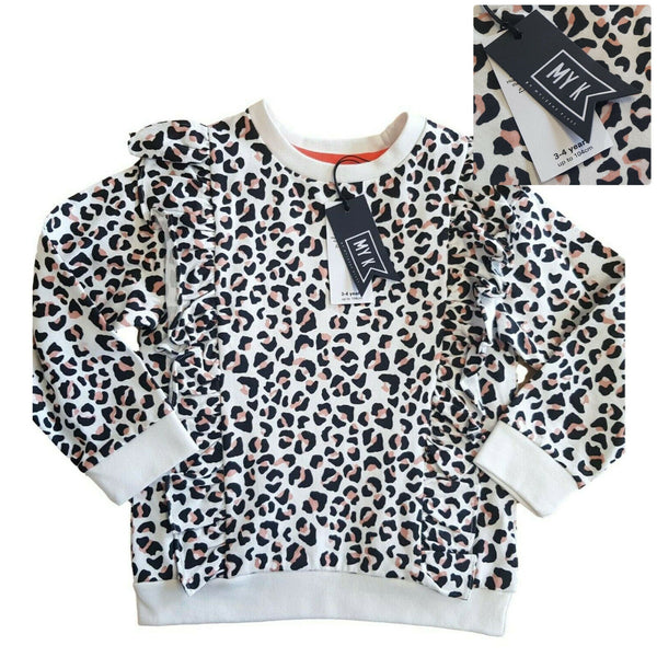 Girl Mothercare My K Leopard Print Ruffle Jumper Baby Long Sleeve