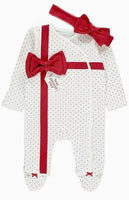 Baby Girls Best Present Ever Sleepsuit Set Headband Outfit Gift Bow Christmas