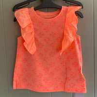 Girls Mothercare 2 Piece Frilly Vest Tops Bright Orange & Mint