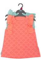 Girls Mothercare 2 Piece Frilly Vest Tops Bright Orange & Mint