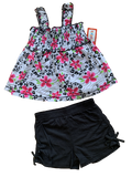 Girls Floral 2 Piece Smocked Top & Shorts Set 100% Cotton Baby Age 2 - 4 Years