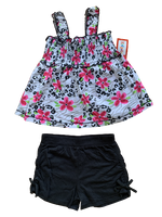 Girls Floral 2 Piece Smocked Top & Shorts Set 100% Cotton Baby Age 2 - 4 Years