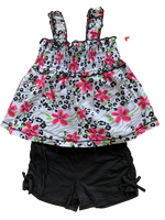 Girls Floral 2 Piece Smocked Top & Shorts Set 100% Cotton Baby Age 2 - 4 Years