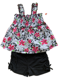 Girls Floral 2 Piece Smocked Top & Shorts Set 100% Cotton Baby Age 2 - 4 Years