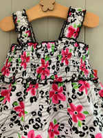 Girls Floral 2 Piece Smocked Top & Shorts Set 100% Cotton Baby Age 2 - 4 Years