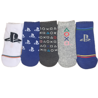 5 Pairs Boys Playstation PS Trainer Liner Socks Blue White Grey Kids UK Shoe Size 9-12