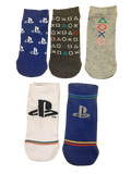 5 Pairs Boys Playstation PS Trainer Liner Socks Blue White Grey Kids UK Shoe Size 9-12