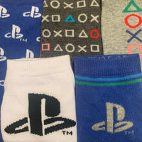 5 Pairs Boys Playstation PS Trainer Liner Socks Blue White Grey Kids UK Shoe Size 9-12