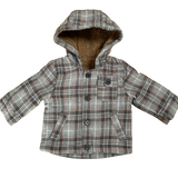 Boys Grey Check Coat Hooded Fleece Jacket Baby Age 0 - 3 Years