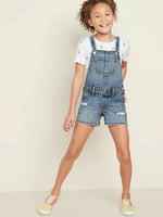 Girls Denim Dungarees Shorts Old Navy Jean Shortalls Playsuit Age 5-16 Years