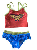 Girls Wonder Woman Tankini Swimming Costume Swim Suit Set