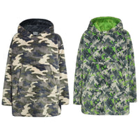 Boys Girls Oversized Fleece Hoodie Hoody Camo Pixel Hooded Sweatshirt Jumper