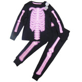 Girls Boys Skeleton Glow In The Dark Pyjamas Halloween PJs Age 1-12 Years