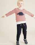 Boys Dinosaur Joggers Outfit Jogging Bottoms Set Red Navy Sweatshirt Top Ex M*S