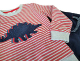 Boys Dinosaur Joggers Outfit Jogging Bottoms Set Red Navy Sweatshirt Top Ex M*S