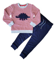 Boys Dinosaur Joggers Outfit Jogging Bottoms Set Red Navy Sweatshirt Top Ex M*S