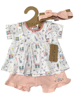 Baby Girls Organic Cotton T-Shirt Shorts & Headband Pink Countryside Outfit