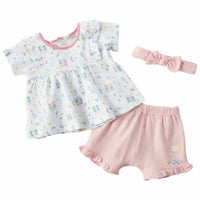 Baby Girls Organic Cotton T-Shirt Shorts & Headband Pink Countryside Outfit